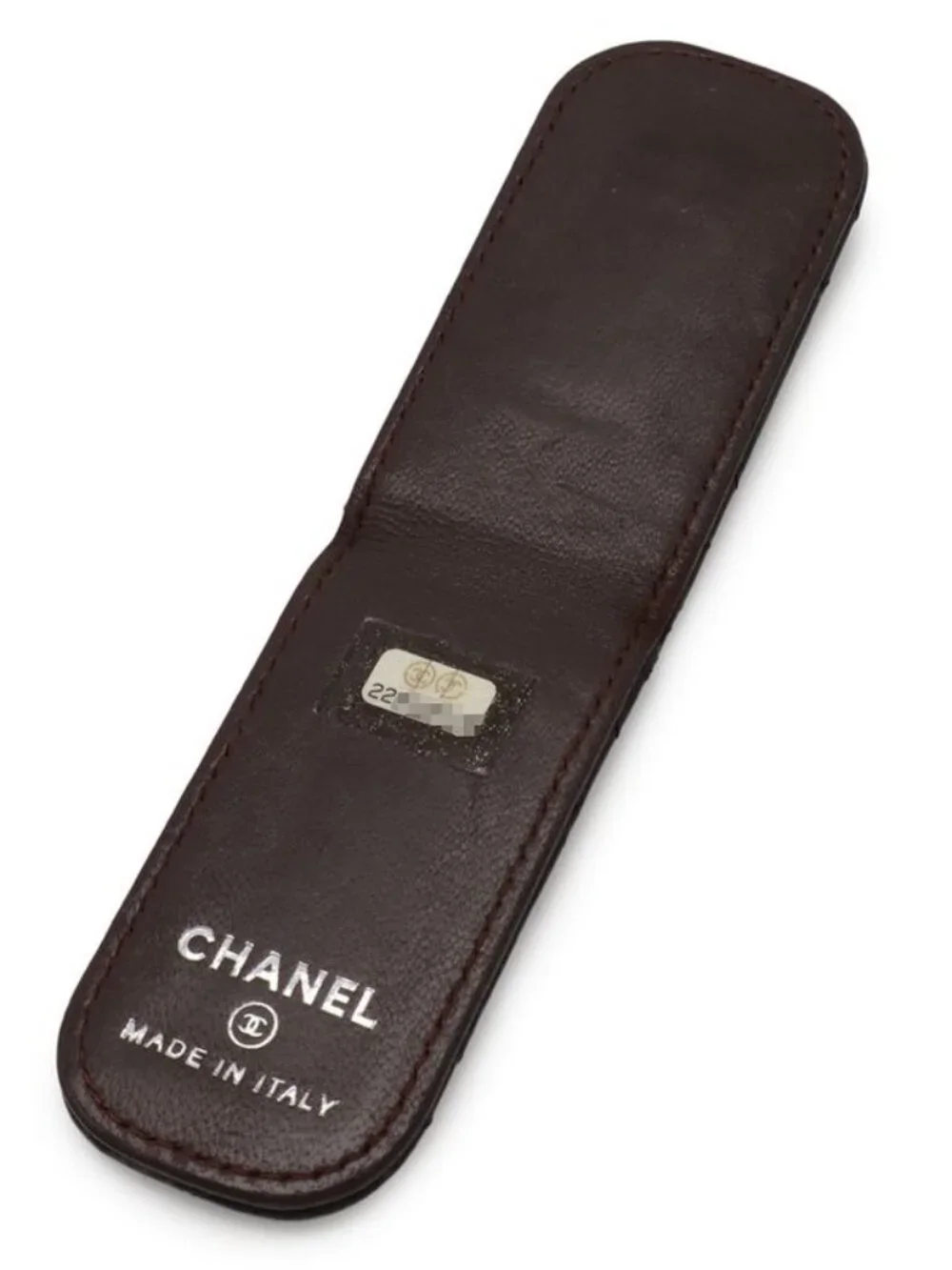 Chanel Quilted Coco Mark Money Clip Billfold Bill Lambskin Leather Black